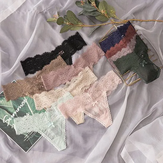 Quần lót sexy ren chữ T trong suốt cotton thoáng mát Q8002